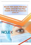 NCLEX TEST BANK FOR Nclex (NGN) 2023 RN Test Plan English Final (All Answers are given) A+