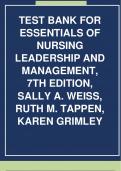 Test Bank For Essentials of Nursing Leadership and Management 7th Edition by Sally A. Weiss Chapter 1-16 