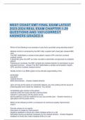 WEST COAST EMT FINAL EXAM LATEST  2023-2024 REAL EXAM CHAPTER 1-29  QUESTIONS AND 100%CORRECT  ANSWERS GRADED A