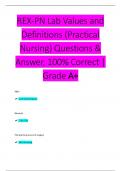 REX-PN Lab Values and  Definitions (Practical  Nursing) Questions &  Answer, 100% Correct |  Grade A+