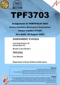 TPF3703 Assignment 4 PORTFOLIO (COMPLETE ANSWERS) 2024 (571495) - DUE 30 August 2024
