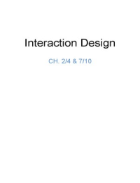 Designing Interactive Systems, D. Benyon (CH. 2/4 & 7/10)