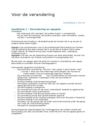 Samenvatting Voor De Verandering H1 t/m 10