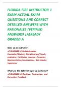 FLORIDA FIRE INSTRUCTOR 1  EXAM ACTUAL EXAM  QUESTIONS AND CORRECT  DETAILED ANSWERS WITH  RATIONALES (VERIFIED  ANSWERS) |ALREADY  GRADED A