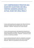 VATI COMPREHENSIVE PREDITOR 2023  EXAM WITH QUESTIONS AND WELL  VERIFIED ANSWERS [GRADED A+]  ACTUAL EXAM 100% REAL!!REAL!!