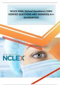 NCLEX FINAL (Solved Questions) (100%) VERIFIED QUESTIONS AND ANSWERS) A++ GUARANTEED 