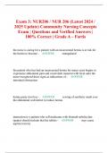 Exam 3: NUR206 / NUR 206 (Latest 2024 / 2025 Update) Community Nursing Concepts Exam | Questions and Verified Answers | 100% Correct | Grade A – Fortis