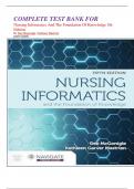 COMPLETE TEST BANK FOR  Nursing Informatics And The Foundation Of Knowledge 5th Edition By Dee Mcgonigle, Kathleen Mastrian  Latest Update