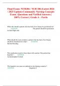 Final Exam: NUR206 / NUR 206 (Latest 2024 / 2025 Update) Community Nursing Concepts Exam | Questions and Verified Answers | 100% Correct | Grade A – Fortis