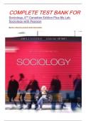 COMPLETE TEST BANK FOR  Sociology, 8TH Canadian Edition Plus My Lab Sociology with Pearson by John J. Macionis, Linda M. Gerber latest Update.