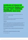BEST ANSWERS Certificate of Fitness for Fire Guard for Shelters (F02/F80 100% VERIFIED  ANSWERS 2024/2025