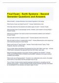 Final Exam - Earth Systems - Second Semester Questions and Answers