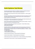 Earth Systems Test Review 2024 Questions and Answers