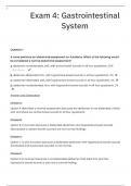 Exam 4  Gastrointestinal System  questions with detailed answers (graded A+)