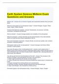 Earth System Science Midterm Exam Questions and Answers (Graded A)