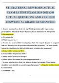 ATI MATERNAL NEWBORN ACTUAL EXAMS BUNDLE LATEST EXAM 2024-2025 (ACTUAL QUESTIONS AND VERIFIED ANSWERS) A+ GRADE GUARANTEED