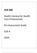 (ASU) HCR 406 Health Literacy for Health Care Professionals Pre-Assessment Guide Q & A 2024.