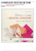 COMPLETE TEST BANK FOR: Ethics And Law In Dental Hygiene 3rd Edition By Phyllis L. Beemsterboer (Author) Latest Update. 