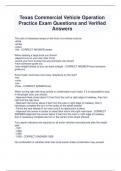 Texas Commercial Vehicle Operation  Practice Exam Questions and Verified  Answers