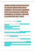 CRIME SCENE INVESTIGATION  IAI EXAM QUESTIONS WITH  CORRECT DETAILED ANSWERS  WITH RATIONALES (VERIFIED  ANSWERS) |ALREADY GRADED  A+||UPDATED MAY 2024! 