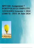 BPT1501 Assignment 7 PORTFOLIO (COMPLETE ANSWERS) Semester 1 2024 (536073) - DUE 18 June 2024