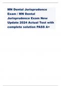 MN Dental Jurisprudence  Exam / MN Dental  Jurisprudence Exam New  Update 2024 Actual Test with  complete solution PASS A+