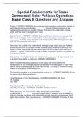 Special Requirements for Texas  Commercial Motor Vehicles Operations  Exam Class B Questions and Answers