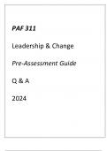 (ASU) PAF 311 Leadership & Change Pre-Assessment Guide Q & A 2024.