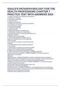 GOULD'S PATHOPHYSIOLOGY FOR THE  HEALTH PROFESSIONS CHAPTER 7 PRACTICE TEST WITH ANSWERS 2024