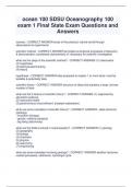 ocean 100 SDSU Oceanography 100  exam 1 Final State Exam Questions and  Answers