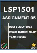 LSP1501 ASSIGNMENT 5 - DETAILED ANSWERS ( 184457)    DUE: 3 JULY 2024