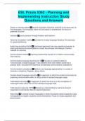 ESL Praxis 5362 - Planning and Implementing Instruction Study Questions and Answers