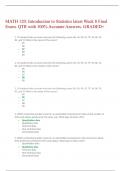  MATH 120: Introduction to Statistics latest Week 8 Final Exam. QTR with 100% Accurate Answers. GRADED+