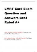 LMRT Core Exam Question and Answers Best Rated A+