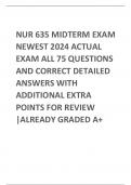 NUR 635 MIDTERM EXAM NEWEST 2024 ACTUAL EXAM ALL 75 QUESTIONS AND CORRECT DETAILED ANSWERS WITH ADDITIONAL EXTRA POINTS FOR REVIEW |ALREADY GRADED