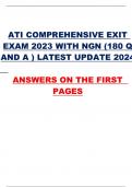 ATI COMPREHENSIVE EXIT EXAM 2023 WITH NGN (180 Q AND A ) LATEST UPDATE 2024