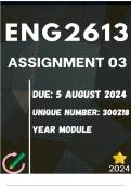 ENG2613 ASSIGNMENT 3 DETAILED ANSWERS --Unique number: 300218.... Due date: 5 August 2024