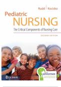 TEST BANK -- DAVIS ADVANTAGE FOR PEDIATRIC NURSING: THE CRITICAL COMPONENTS OF NURSING CARE 2ND SECOND EDITION BY KATHRYN RUDD DNP . CHAPTER 1 - 22. ALL CHAPTERS INCLUDED.