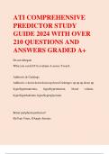 ATI COMPREHENSIVE PREDICTOR STUDY GUIDE 2024 WITH OVER 210 QUESTIONS AND ANSWERS GRADED A+