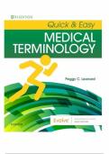 TEST BANK -- QUICK & EASY MEDICAL TERMINOLOGY 9TH EDITION BY PEGGY C. LEONARD. CHAPTER 1 - 15. ALL CHAPTERS INCLUDED.