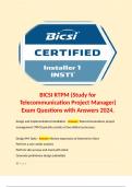 BICSI RTPM (Study for Telecommunication Project Manager) Exam Questions with Answers 2024. 