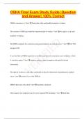OSHA Final Exam Study Guide |Question  and Answer| 100% Correct