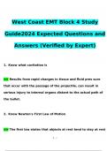 West Coast EMT Block  Exam 2024 Expected Questions and Answers (Verified by Expert)