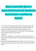 West Coast EMT Block 5 Exam 2024 Expected Questions and Answers (Verified by Expert)