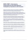 RIMS CRMP :4 Developing Organizational Risk Management Competency Questions and Answers  