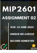 MIP2601 ASSIGNMENT 02..UNIQUE NO: 648210 . Submission Date:  12JUNE 2024