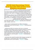 AGCNS Adult-Gerontology Clinical Nurse Specialist 2024 Geriatric Exam Questions and Answers