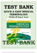 TEST BANK FOR QUICK & EASY MEDICAL TERMINOLOGY 9TH EDITION BY PEGGY C. LEONARD Quick & Easy Medical Terminology, 9th Edition Leonard Test Bank