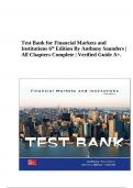 Test Bank for Financial Markets and Institutions 6th Edition By Anthony Saunders | All Chapters Complete | Verified Guide A+.