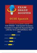 GCSE SPANISH – GCSE Spanish Vocabulary Translation to English (No Repeated Words) 1,042 Key Terms with Definitions/ 2024-2025